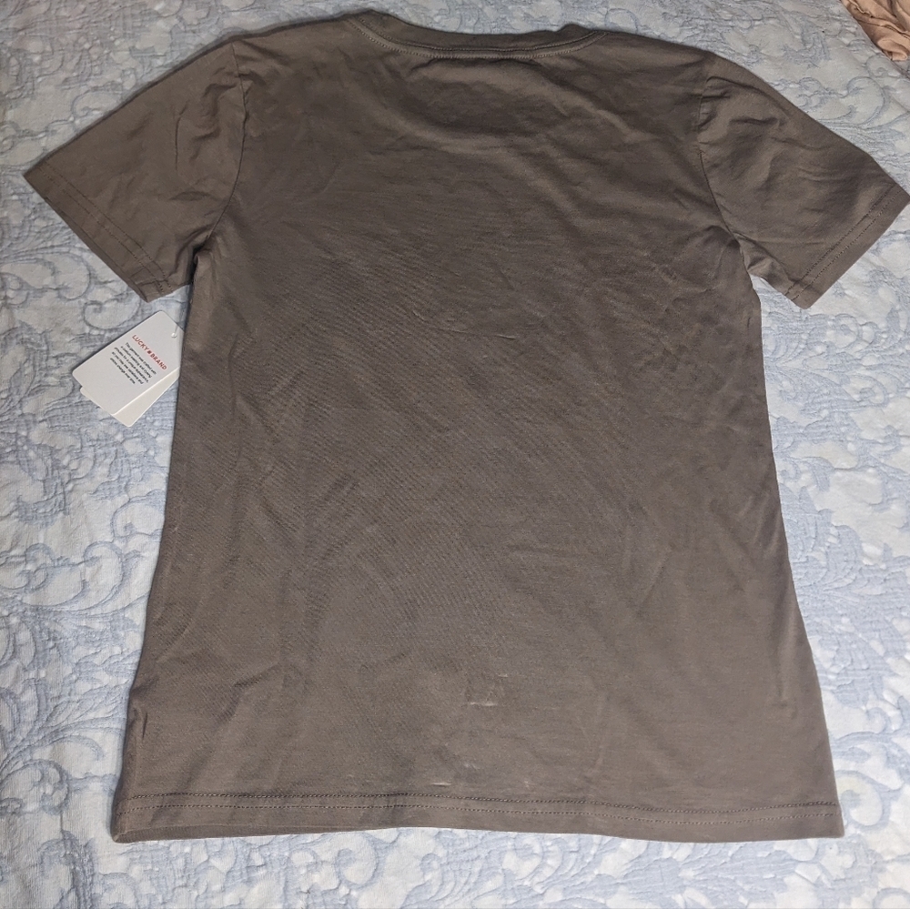 💲ON CLEARANCE💲Lucky Brand Embroidered Floral Tee in Pine Bark sz XS​​​ - Picture 12 of 13